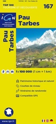 Wegenkaart - Landkaart 167 fietskaart Pau - Bagneres de Luchon - Tarbes - Lourdes - Pyreneeën | IGN