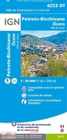 wandelkaart 4253OT - 4253 OT Petreto - Bicchisano - Zicavo - PNR de la Corse , topografische kaart Corsica | IGN