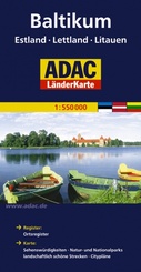 Wegenkaart landkaart Balticum Estland, Letland, Litouwen (Baltische Staten) | ADAC