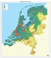 Wandkaart Hoogtekaart van Nederland | 12 provincien
