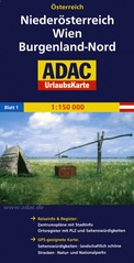 Landkaart - wegenkaart 1 UrlaubsKarte Österreich Blatt 1: Niederösterreich, Wien, Burgenland-Nord - Oostenrijk | ADAC