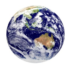 Opblaasglobe - wereldbol Aarde - 40 cm, klimaatglobe - satellietbeeld