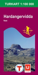 Wandelkaart 2558 Hardangervidda vest - WEST 100.000,  topografische kaart - turkart Noorwegen | Statens - Ugland IT