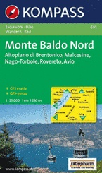 Wandelkaart 691 Monte Baldo Nord-Altopiano di Brentonico-Malcesine-Nago | Kompass