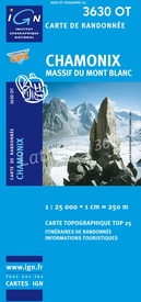 Wandelkaart 3630OT - 3630 OT Chamonix, Massif du Mont Blanc, Argentiere, Tunnel du Mont-Blanc , | IGN