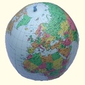 Opblaasglobe - wereldbol Aarde - 65 cm, blauw politiek