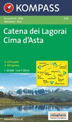Wandelkaart 626 Catena dei Lagorai-Cima d'Asta | Kompass