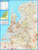 Wandkaart Nederland (35) Classic, geplastificeerd met wit metalen strips  | Falk