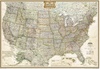 Wandkaart USA - Verenigde Staten political - antieke kleurstelling| National Geographic