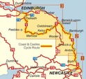 Sustrans NSCR Coast & Castles Cycle Route (Newcastle - Edinburgh) - NN1C - south sea cycle route - fietskaart Engeland / Schotland