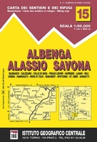 Wandelkaart IGC 15 ALBENGA, ALASSIO, SAVONA | Istituto Geografico Centrale 