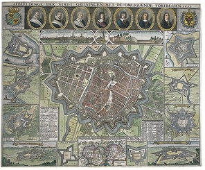 Wandkaart (50) De kleine Haubois De stad Groningen1652 | Profiel