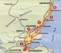 Fietskaart NSCR Edinburgh - Aberdeen Cycle Route - NN1D North sea Cycle route  Schotland | Sustrans