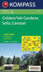 Wandelkaart 616 Gröden/Val Gardena- Sella-Canazei | Kompass