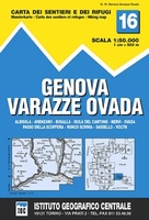 Wandelkaart IGC 16 GENOVA, Genua,  VARAZZE, OVADA | Istituto Geografico Centrale 