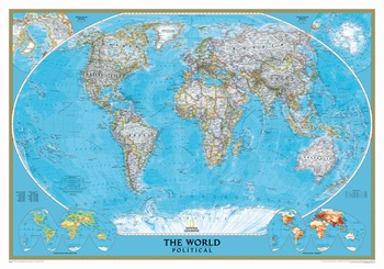 Wereld (code 85) World politiek, modern, papieren versie, MEGA formaat 280 x 193 cm | National Geographic wandkaart