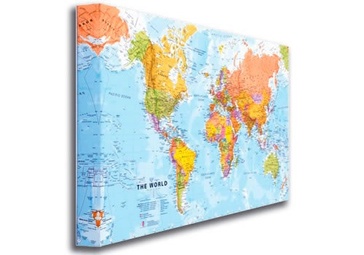 Wereldkaart op canvas, politiek 116 x 81 cm | Maps International