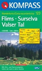 Kompass wandelkaart 123 Flims-Surselva-Valser Tal