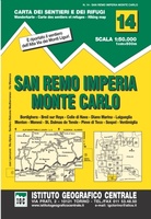 Wandelkaart IGC 14 SAN REMO, IMPERIA, MONTE CARLO | Istituto Geografico Centrale 
