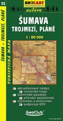 Shocart 35 ŠUMAVA - TROJMEZÍ, PLÁNĚ - Böhmerwald - Dreiländereck - Hochebene  / Wandelkaart Tsjechie