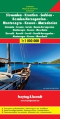 Wegenkaart Slovenië - Kroatië - Servië - Bosnië-Hercegovina - Montenegro - Kosovo - Macedonië | Freytag & Berndt