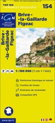 Wegenkaart - Landkaart 154 fietskaart Brive la Gaillard - Figeac | IGN