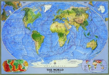 Wandkaart - Wereldkaart code 08 Wereld natuurkundig - The World Physical  | National Geographic 