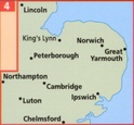 04 Wegenkaart - Road Map Britain 4 East Anglia (Landkaart East Anglia - oost Engeland) | AA Publishing