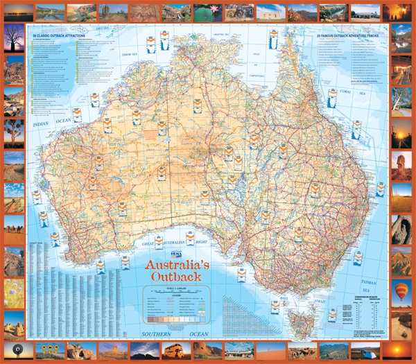 Wandkaart Australia's Outback Wall Map Australië outback Hema maps 0420047058176