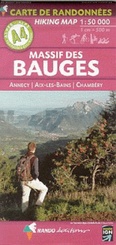 Rando A4 wandelkaart Massif des Bauges - Annecy - Chambéry (Frankrijk - Alpen)