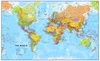 Wereldkaart (code 66PM-zvl) ENGELS modern, geplastificeerde versie met ophangsysteem, Large - zonder vlaggen, 136 x 86 cm | Maps International