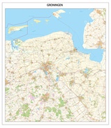 Wandkaart Provincie Groningen - topografische wegenkaart met ophangsysteem | uitg 12 prov.