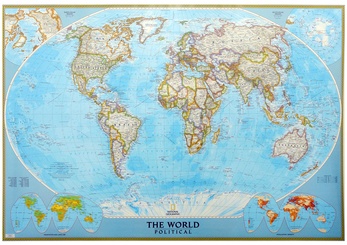 Wereldkaart (code 83) modern, politiek, papieren versie, 176 x 122 cm | National Geographic wandkaart