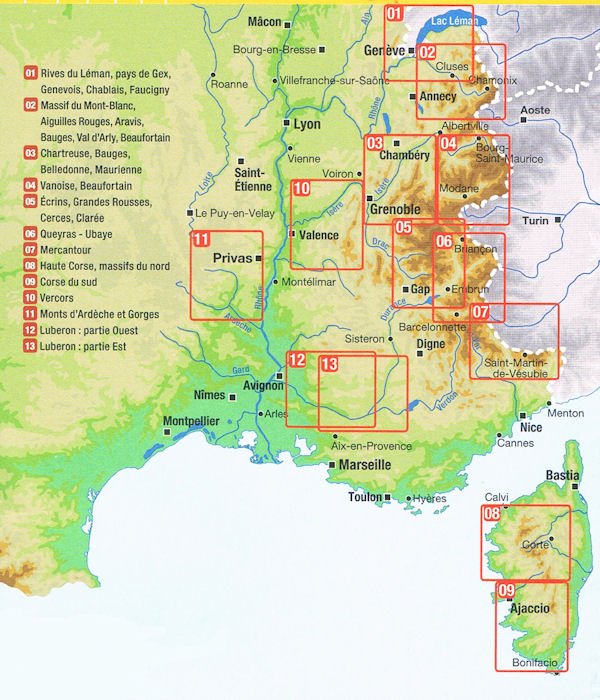 Overzicht Wandelkaarten 1:60.000 LIBRIS Franse Alpen