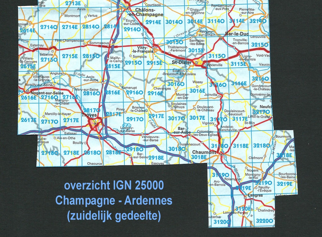 Wandelkaarten IGN 25.000 Champagne - Ardennen: ZUIDELIJK GEDEELTE