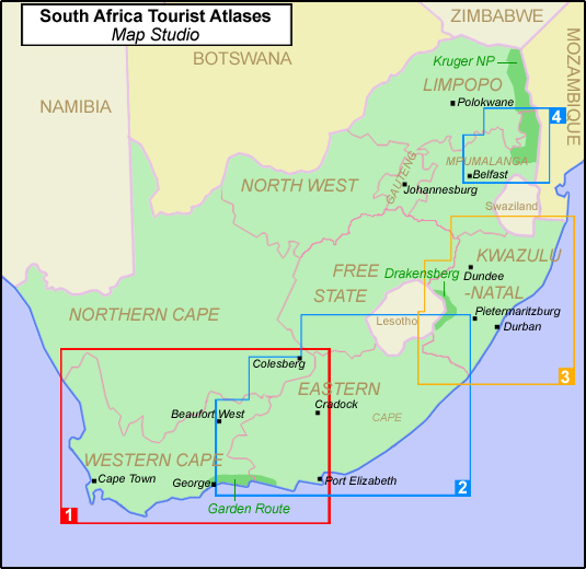 Wegenatlassen van delen van Zuid Afrika