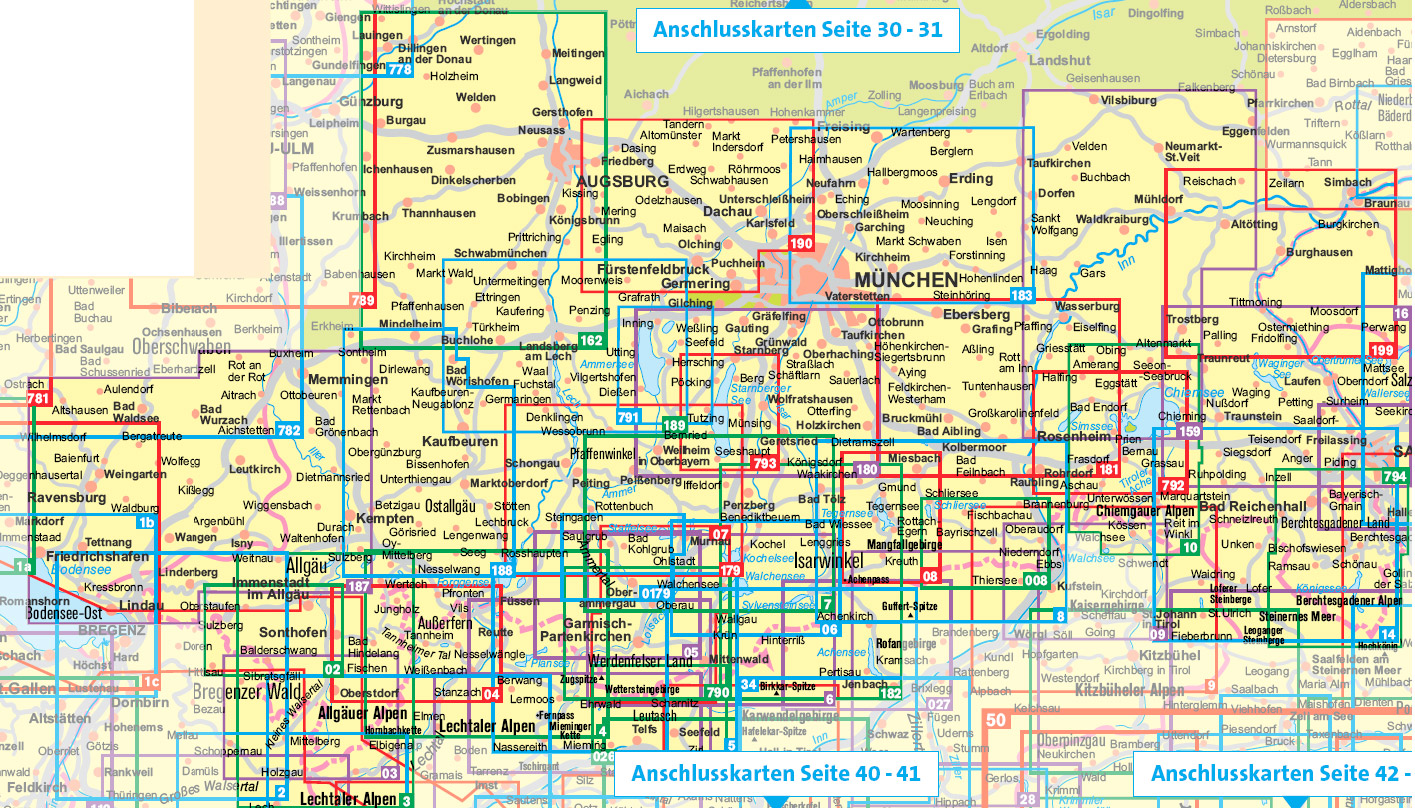 Overzicht Kompass wandelkaarten Beieren 1:25.000 - 1:50:000