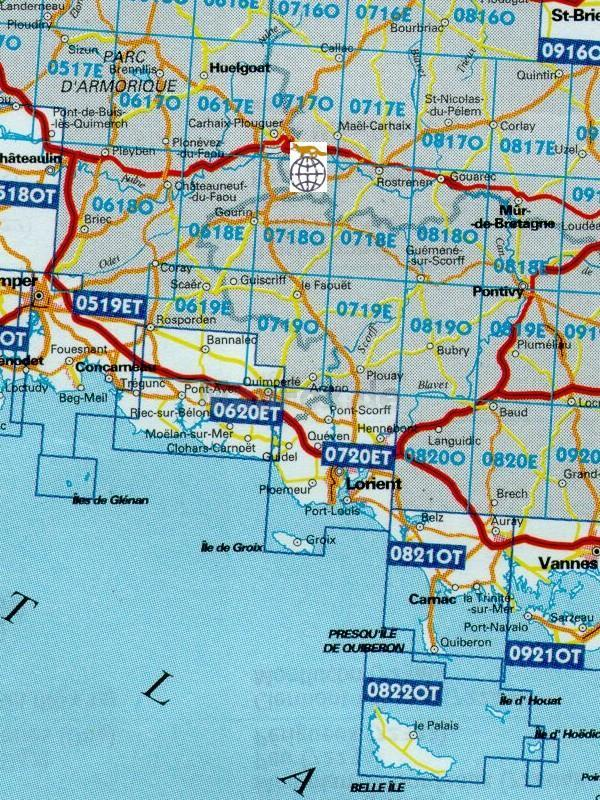 Overzicht wandelkaarten IGN 25.000 Bretagne ZUID