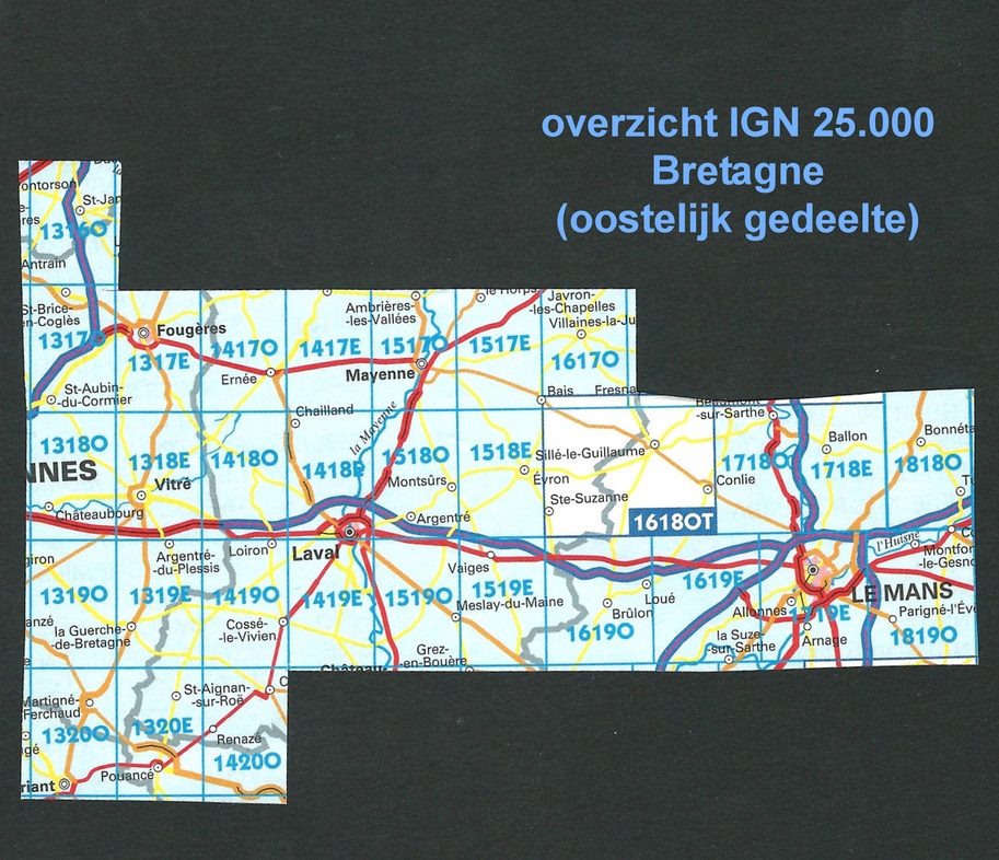 Topografische kaart IGN 25.000 Bretagne OOSTELIJK GEDEELTE 