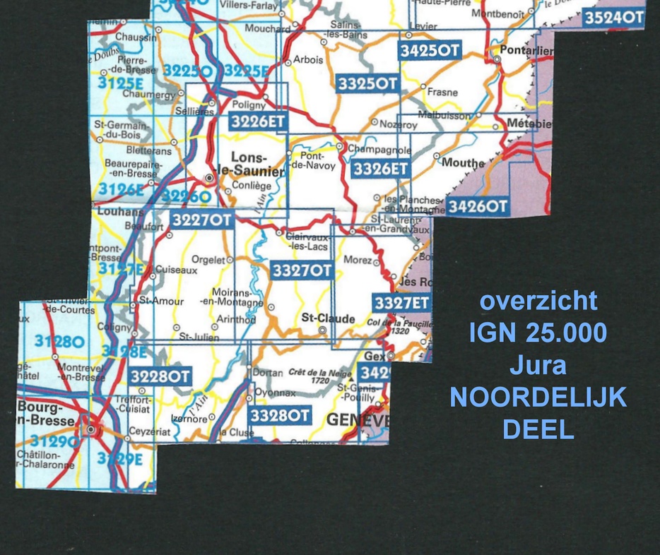 Wandelkaarten IGN 25.000 Jura : ZUIDELIJK GEDEELTE