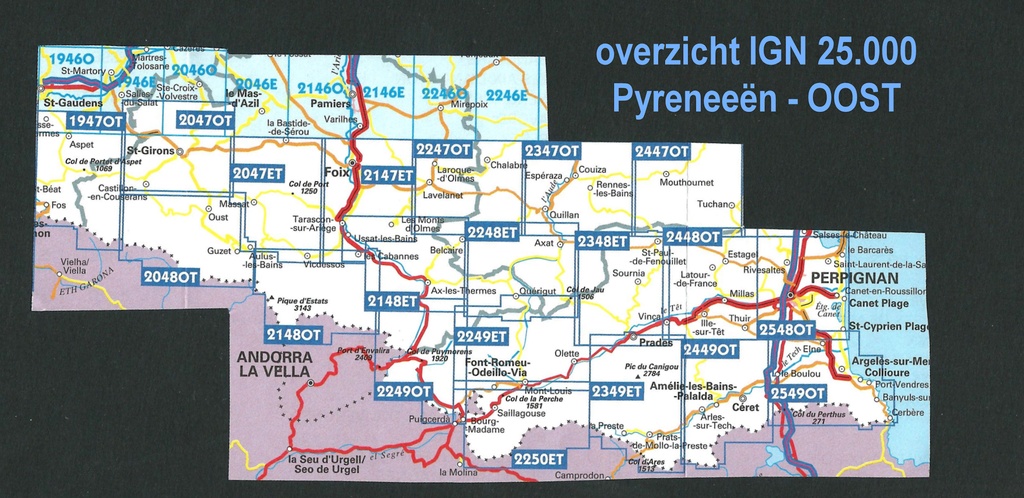 Wandelkaarten IGN 25.000 Pyreneeën : OOSTELIJK GEDEELTE