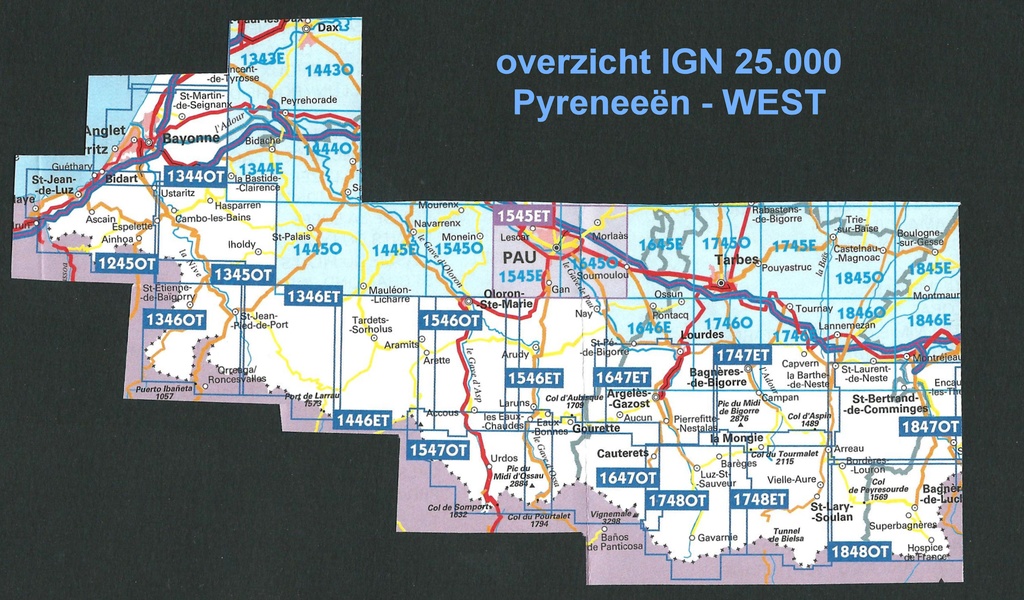 Wandelkaarten IGN 25.000 Pyreneeën : WESTELIJK GEDEELTE