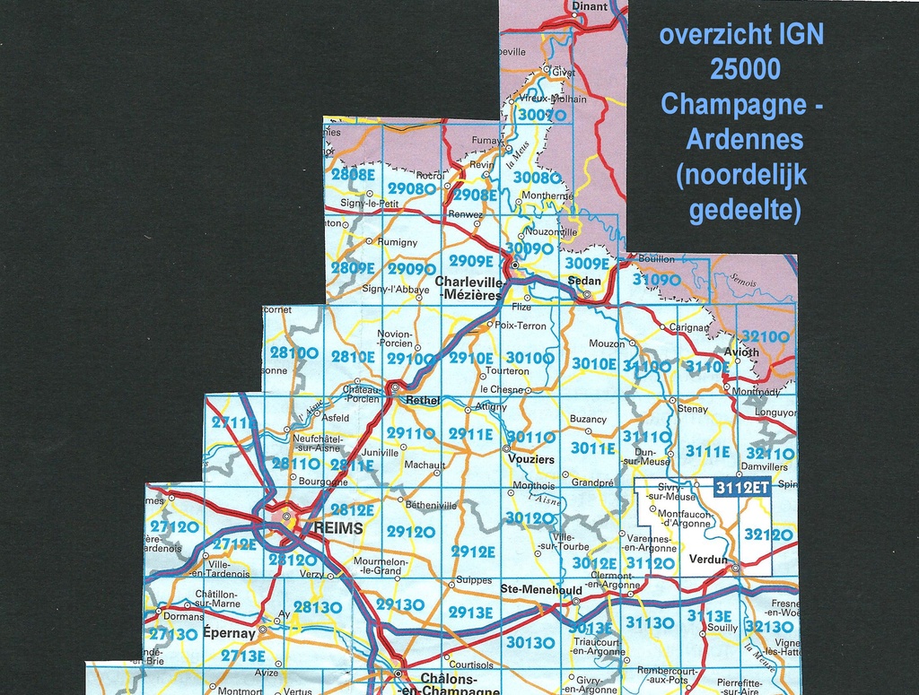 Wandelkaarten IGN 25.000 Champagne - Ardennen: NOORDELIJK GEDEELTE