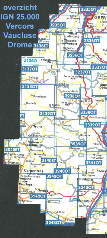 Wandelkaarten IGN 25.000 Franse Alpen: Vercors - Drome - Vaucluse