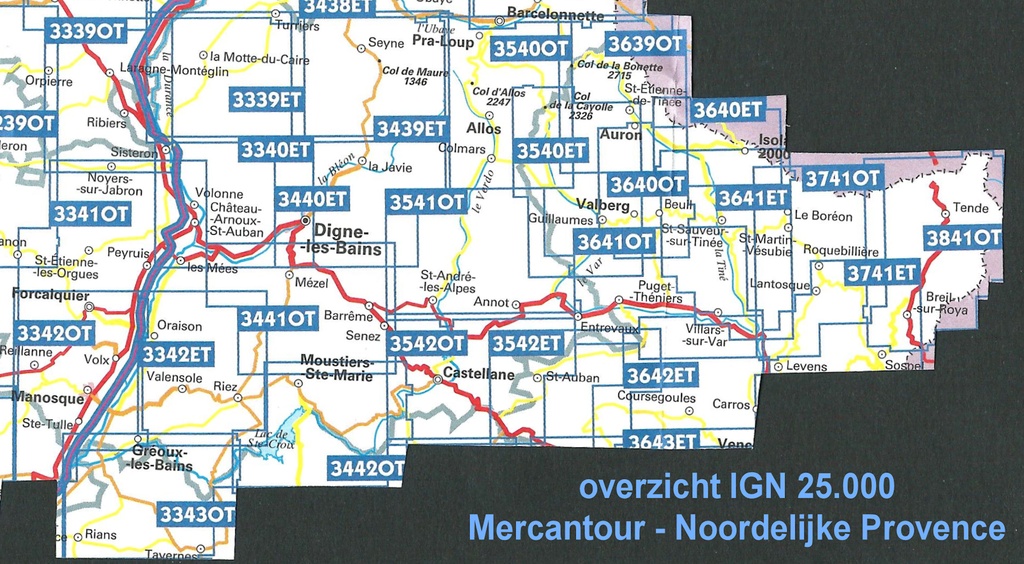 Wandelkaarten IGN 25.000 Mercantour - Noordelijke Provence
