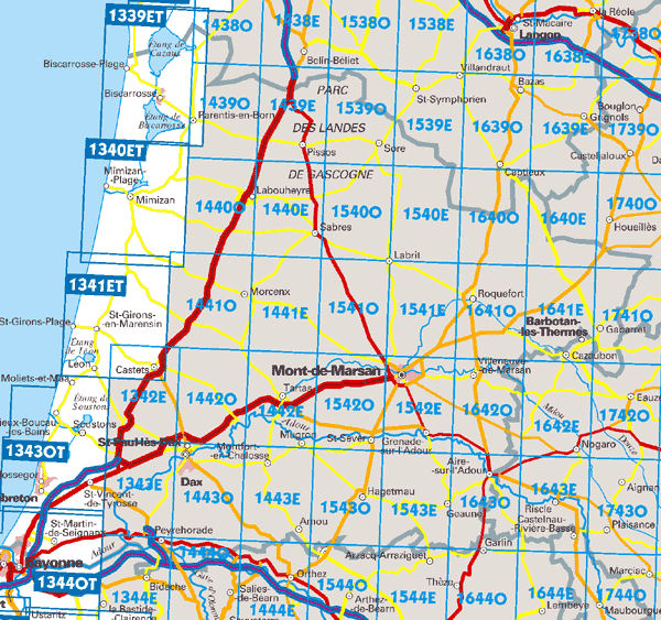 IGN 25.000 Wandelkaarten overzicht Franse Atlantische Kust 38-44