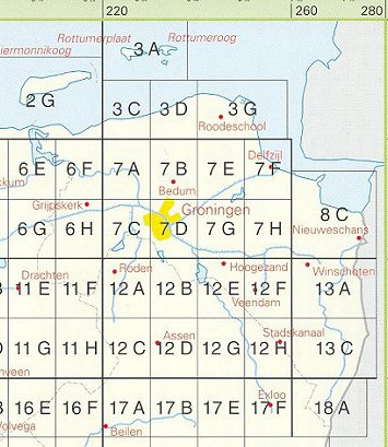 Overzicht topografische kaarten 1:25.000 Groningen