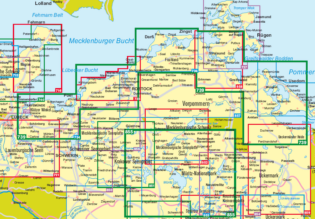 Overzicht Kompass wandelkaarten Mecklenburg Vorpommern