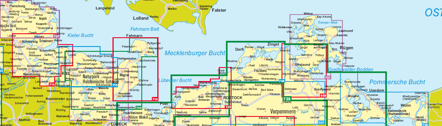 Overzicht wandelkaarten Oostzeekust
