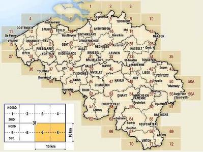 Overzicht topografische kaarten 1:25.000 België - Ardennen